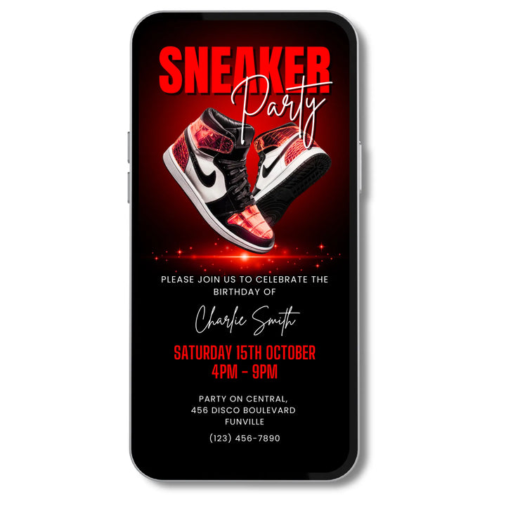 Red Sneaker Party Invitation Digital Sneaker Ball Invite Birthday Invitation Canva Template