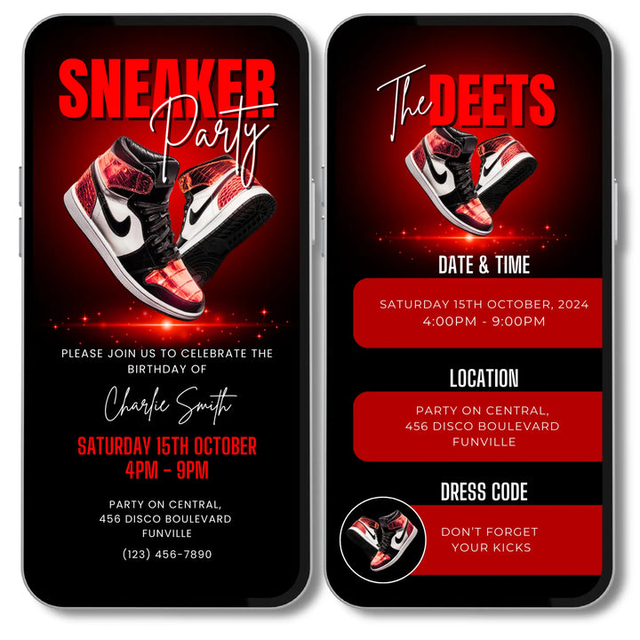 Red Sneaker Party Invite Digital Sneaker Ball Invitation Canva Template