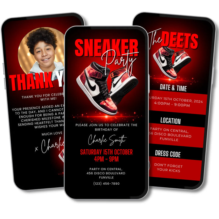 Red Sneaker Party Invite Digital Sneaker Ball Invitation Flyer Canva Template