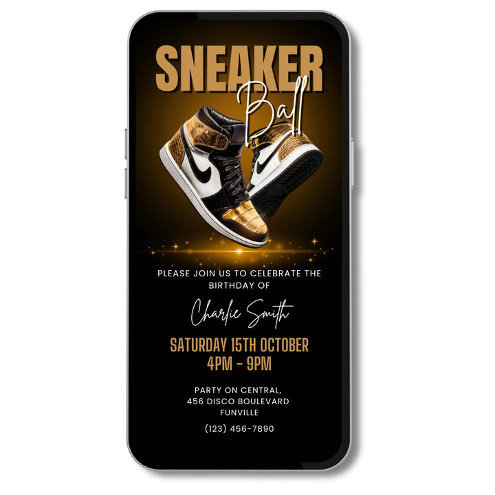 Gold Sneaker Ball Invitation Digital Sneaker Party Invite Canva Template