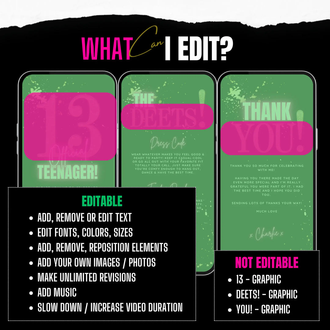 Pink 13th Birthday Invite | Official Teenager Digital Invitation for Girls