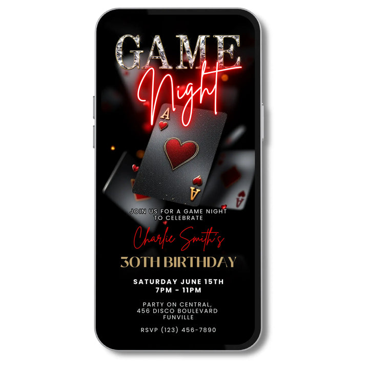 Red Game Night Invitation – Digital Casino & Birthday Party Invite Template