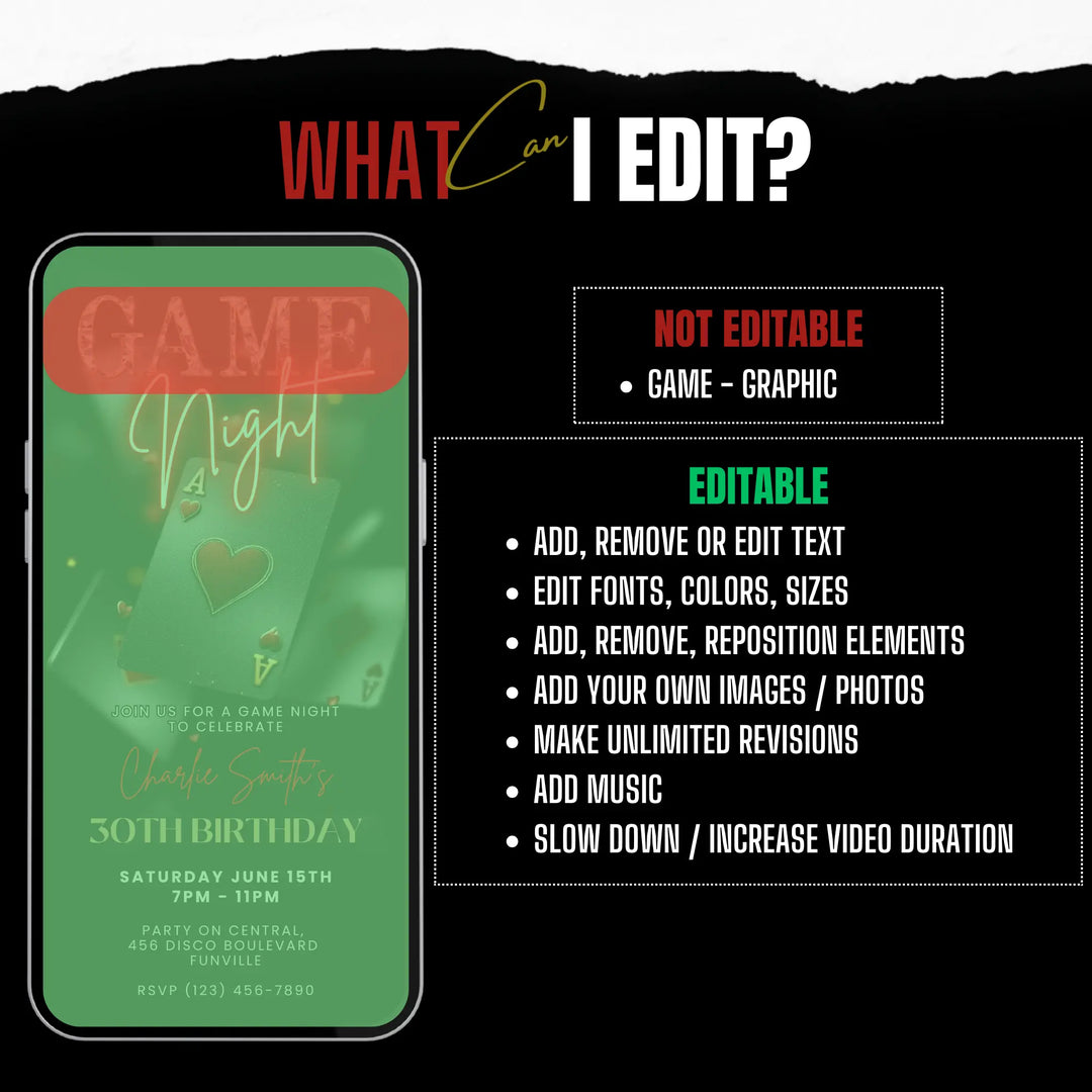 Red Game Night Invitation – Digital Casino & Birthday Party Invite Template