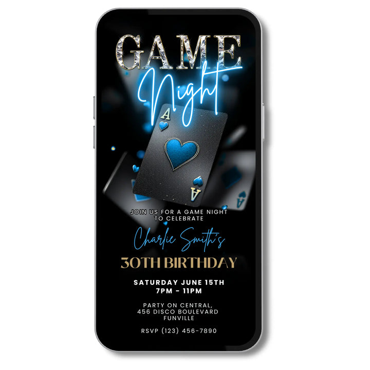 Blue Game Night Invitation – Digital Casino Invitation Template