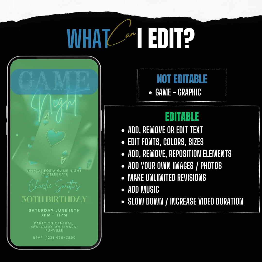 Blue Game Night Invitation – Digital Casino Invitation Template