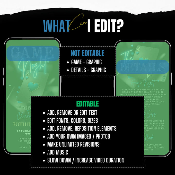 Blue Game Night Invitation with Details – Digital Casino Invite Template