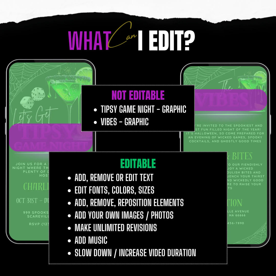 Lets Get Tipsy Halloween Game Night Invitation with Vibes – Digital Halloween Party Invitation Template