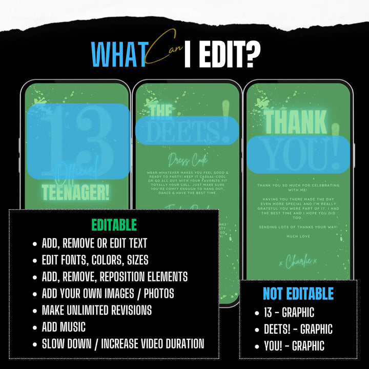 Blue 13th Birthday Invitation – Official Teenager Party Invite| Editable Canva Template