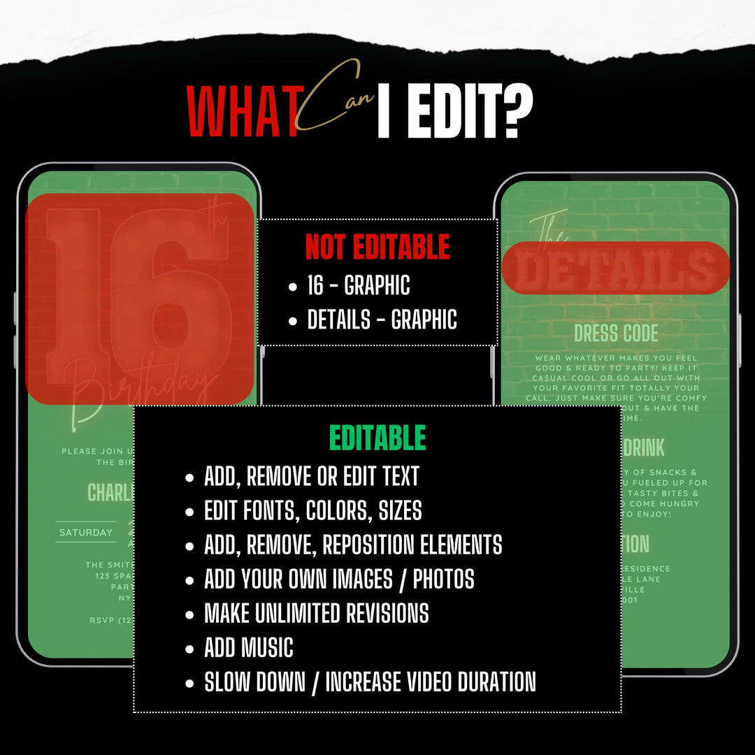 Red Sweet 16 Birthday Invitation with Details – Editable Digital Invite for Teenagers