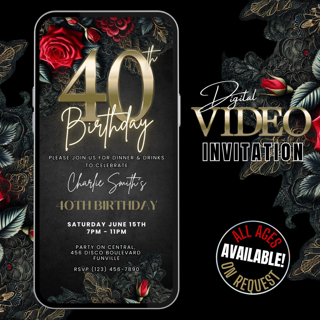 40th Birthday Invitation | Grown & Sexy Party Invite | Digital Invitation Template