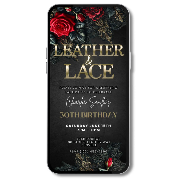 Leather and Lace Theme Party Invite | Digital Invitation Template