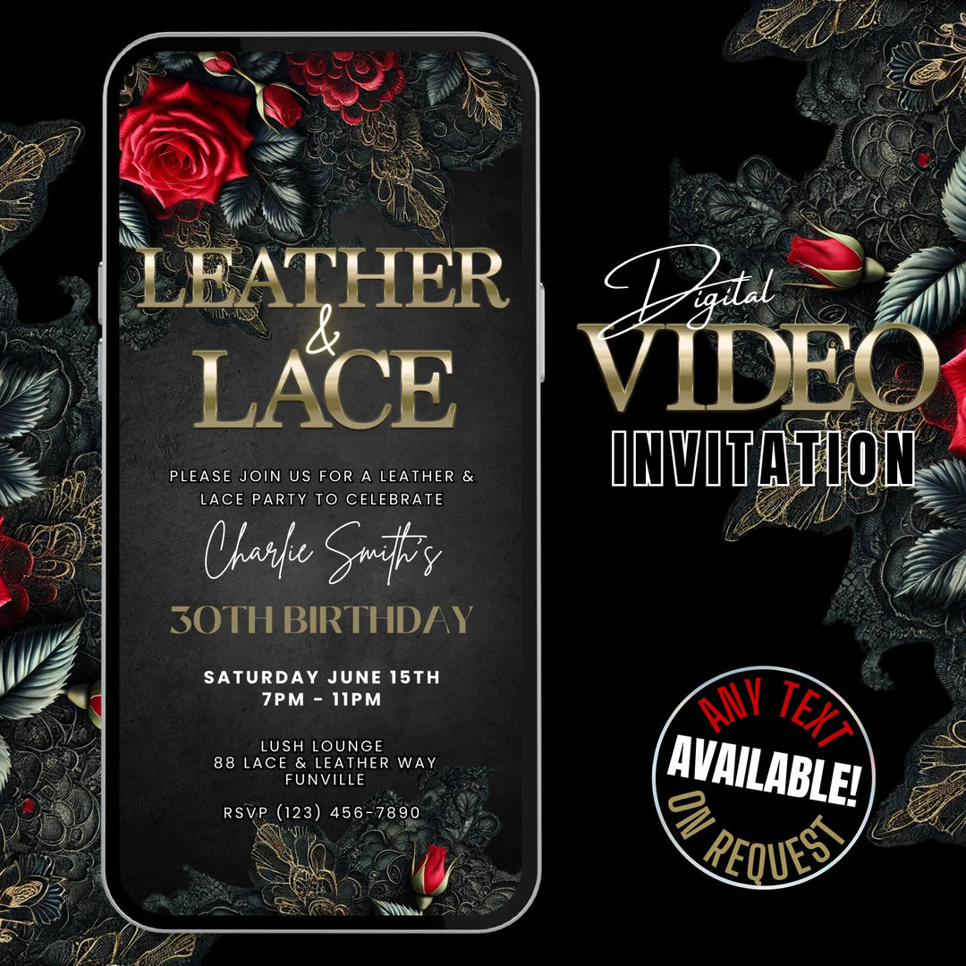 Leather and Lace Theme Party Invite | Digital Invitation Template