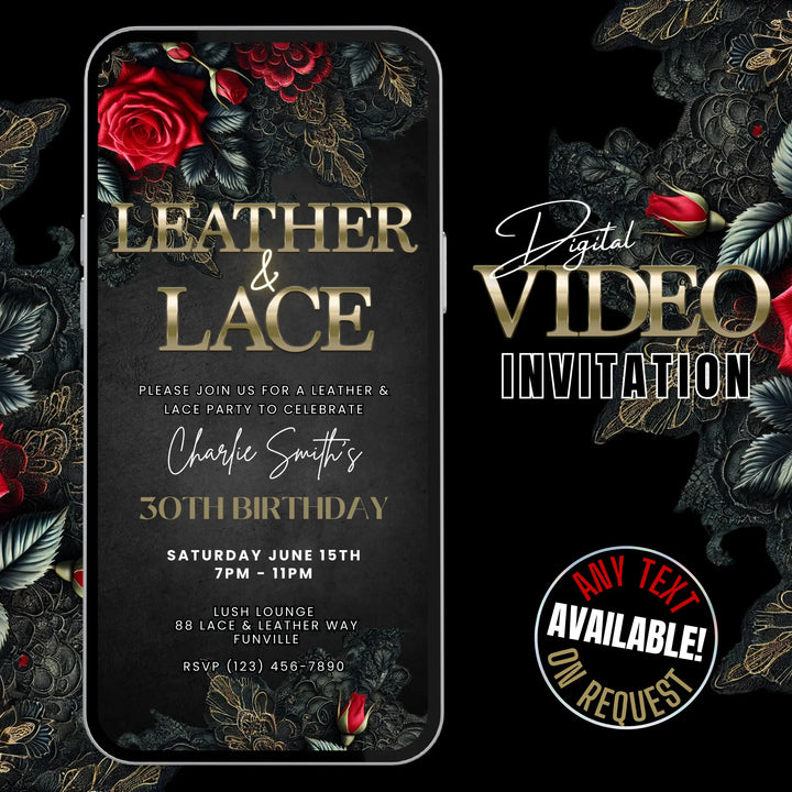 Leather and Lace Theme Party Invite | Digital Invitation Template