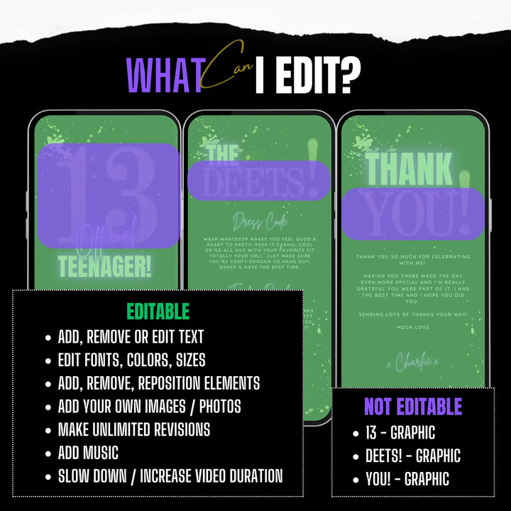 Purple 13th Birthday Invitation – Official Teenager Party Invite| Editable Canva Template