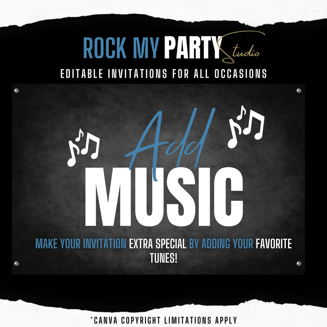 Blue 15th Birthday Invitation | 15 Bday Video Invite | Digital Editable Canva Template