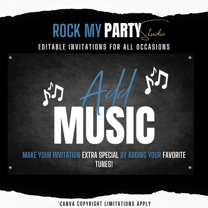 Blue 15th Birthday Invitation | 15 Bday Video Invite | Digital Editable Canva Template