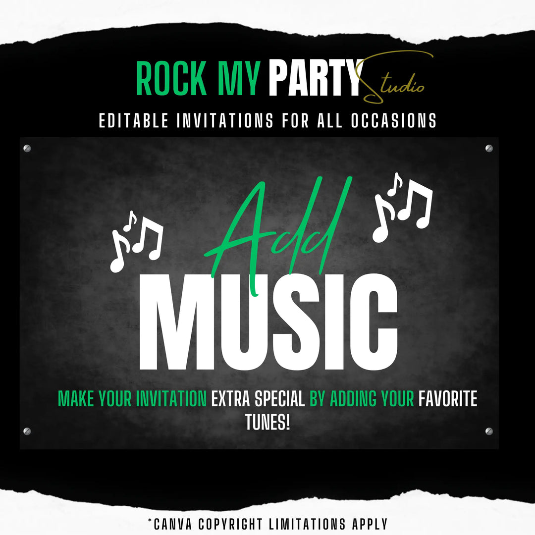 Editable Green 13th Birthday Invitation | Official Teenager Party Digital Invite