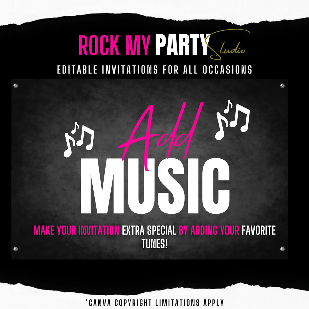 Adults Karaoke Party Invite with Details - Pink & Blue Neon Cocktails & Karaoke Invitation Canva Template