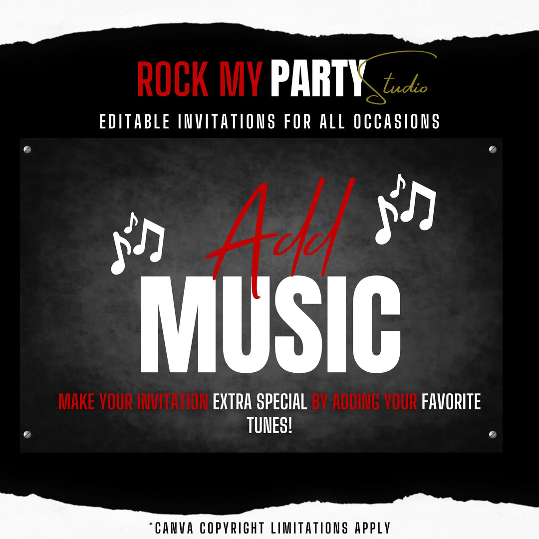 Karaoke Party Invitation for Adults - Red & Black Neon Sip and Sing Karaoke Invite Canva Template