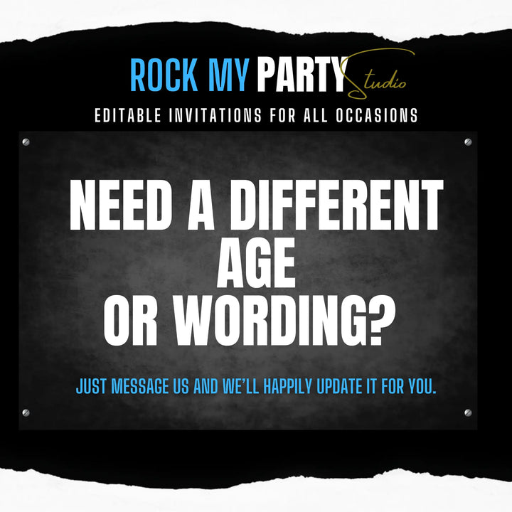 Blue 13th Birthday Invitation – Official Teenager Digital Party Invite | Editable Canva Template