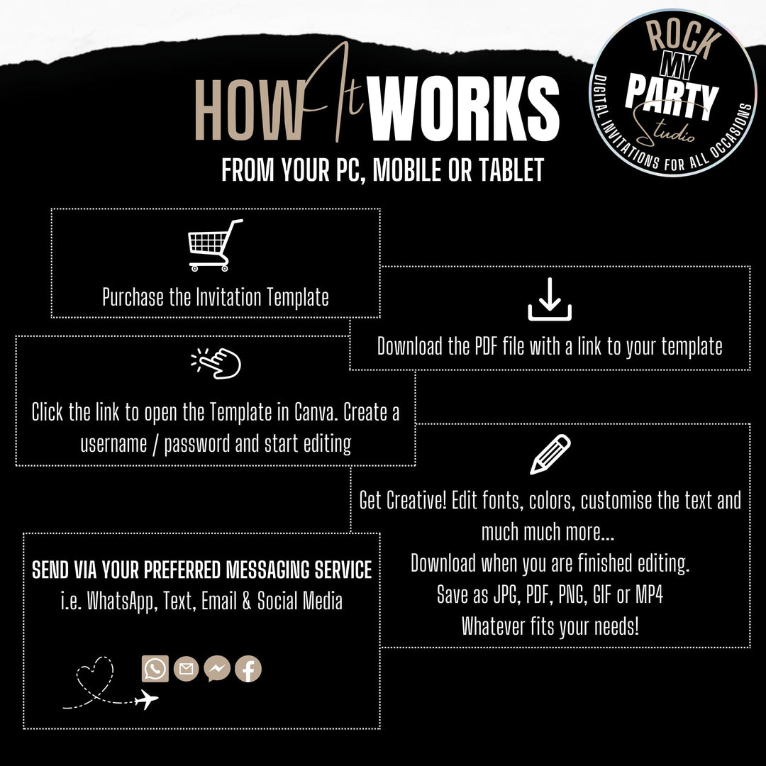 Black & Gold Christmas Dinner Party Invitation - Elegant Festive Holiday Invite Editable Canva Template