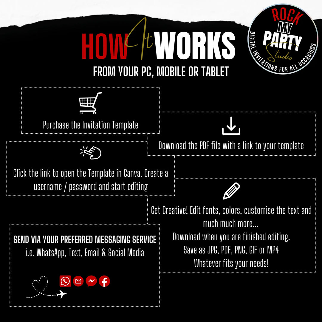 Karaoke Party Invitation for Adults - Red & Black Neon Sip and Sing Karaoke Invite Canva Template
