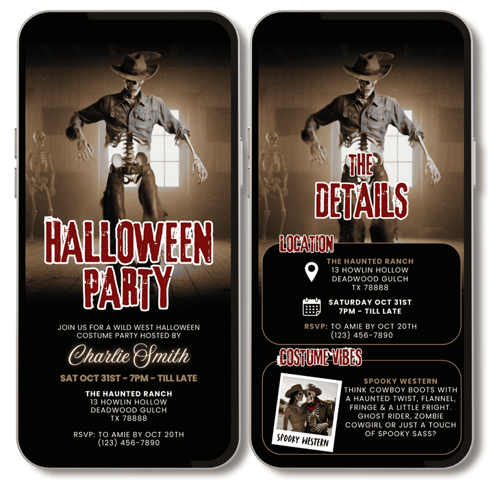 Western Halloween Party Invitation - Bone to Be Wild