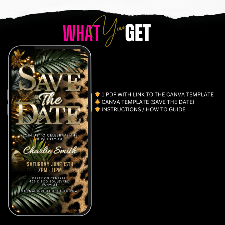 Safari Leopard Print Save the Date Invitation – Digital Template