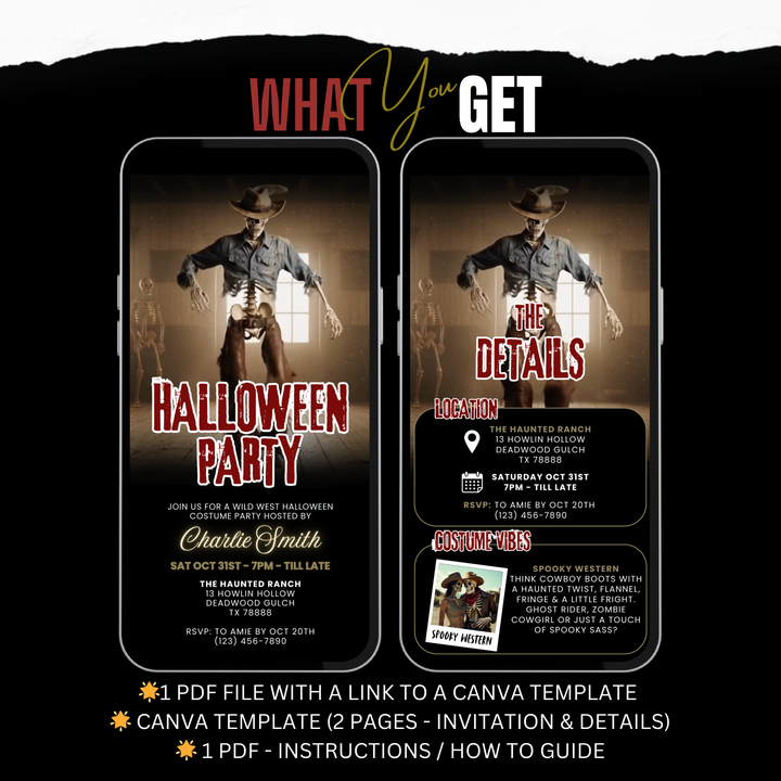 Western Halloween Party Invitation - Bone to Be Wild
