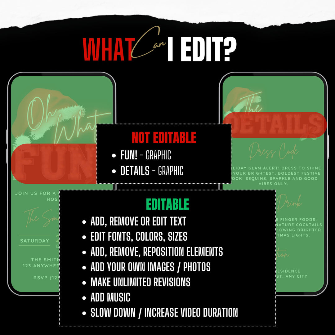 Oh What Fun Christmas Party Invite with Details - Digital Animated Invitation Template