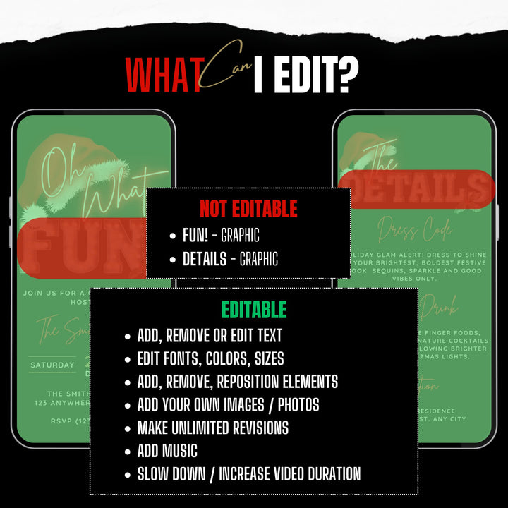 Oh What Fun Christmas Party Invite with Details - Digital Animated Invitation Template