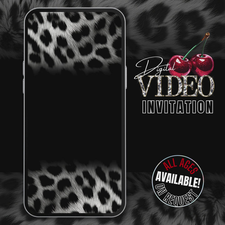 Cherry, Cheetah & Leopard Print 28th Birthday Invitation | Editable Canva Template