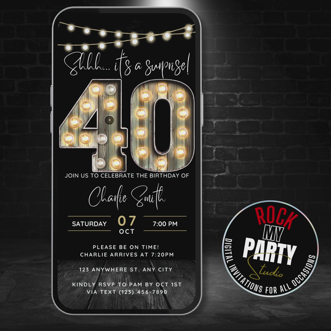 Surprise 40th Birthday Invitation – Digital Editable Canva Template