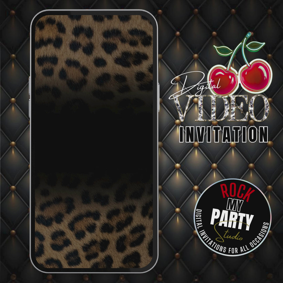 Wild Cherry Leopard Print 23rd Birthday Invitation Video – Self Editable Digital Template