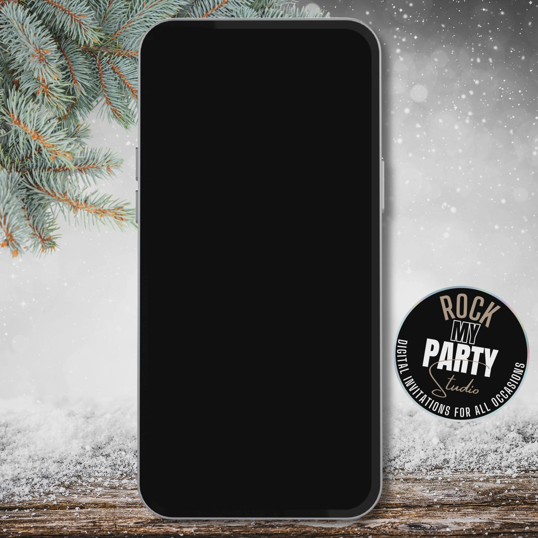 Editable Black & Gold Christmas Party Invitation Set - Holiday Evite + Details Card - Glam Reindeer Digital Template